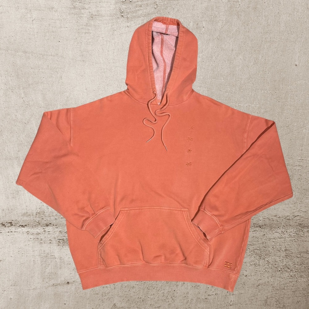 Billabong‎ Coral Peach Washed Hoodie Womens XS Oversized Beach Surfcore Y2K